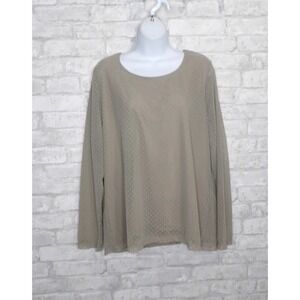 Chico's Sheer Top Taupe Lined With Chiffon Sheer‎ Overlay Pullover Size 3 US XL